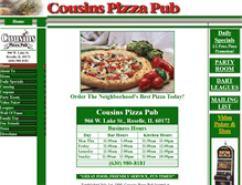 Tablet Screenshot of cousinspizzapub.com